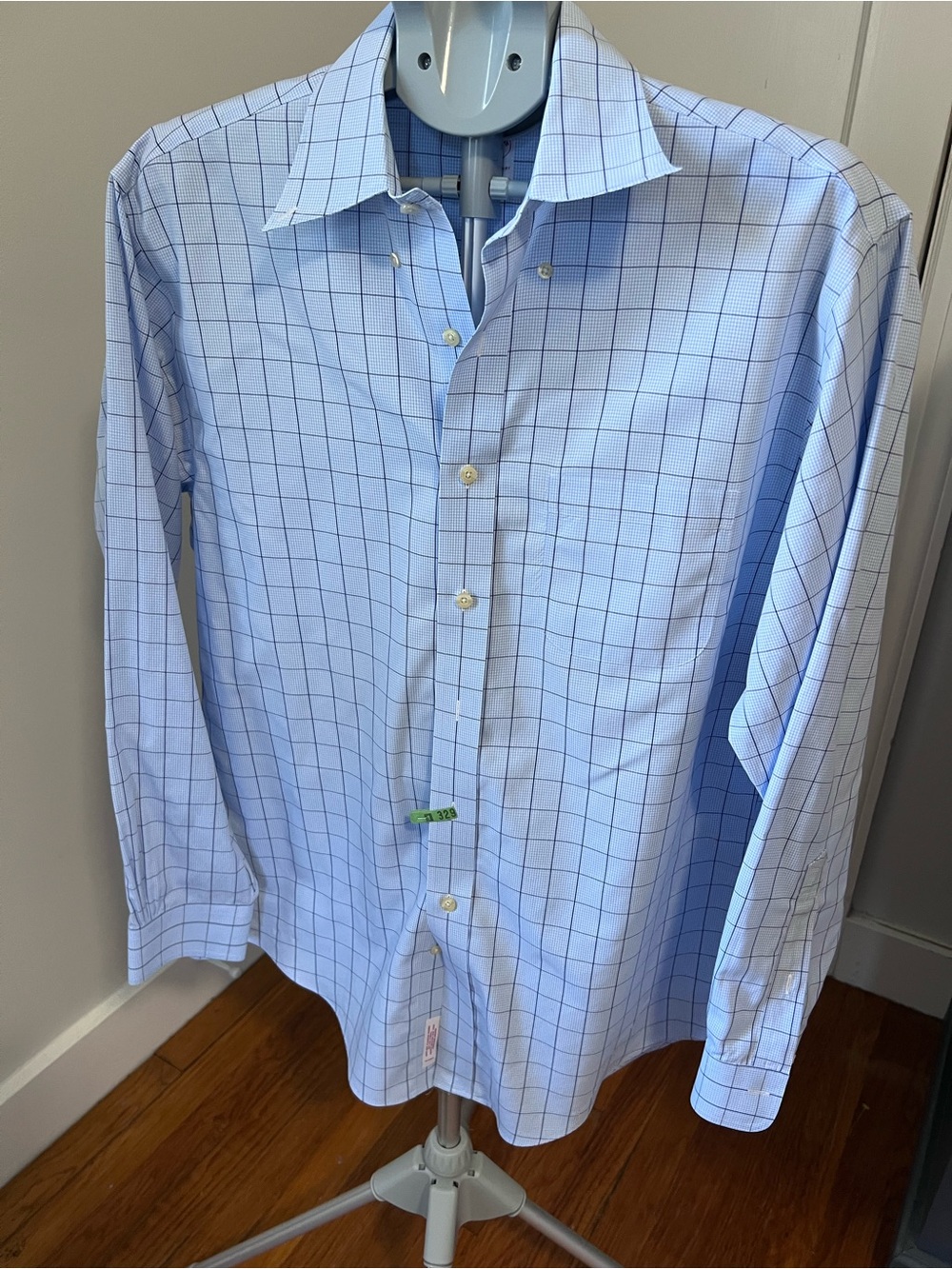 Brooks Brothers Light Blue Windowpane Men's Dress Shirt